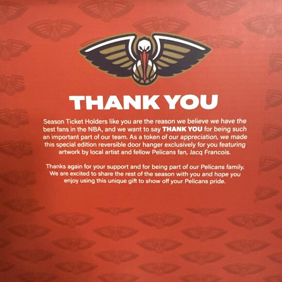 New In Box NBA New Orleans Pelicans (2023-24) Reversible Door Hanger Sign - Picture 4 of 10